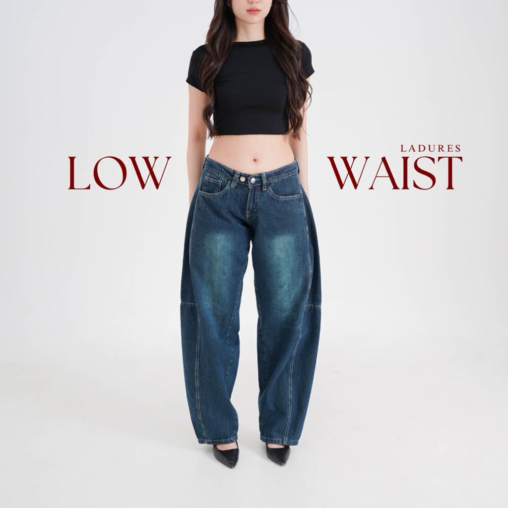 LADURES - Hailey Barrel Jeans - Low Waist Rise Denim  Celana Wanita Loose Panjang 3