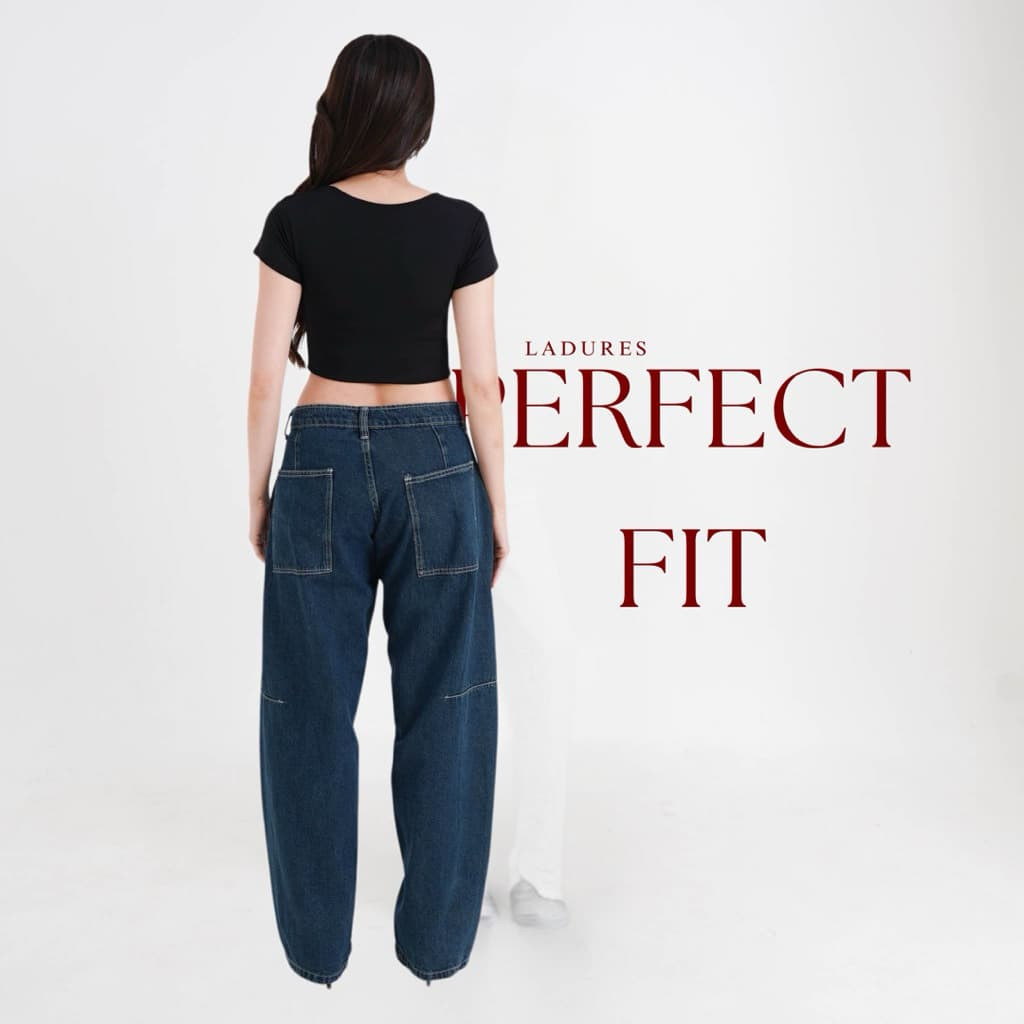 LADURES - Hailey Barrel Jeans - Low Waist Rise Denim  Celana Wanita Loose Panjang 4
